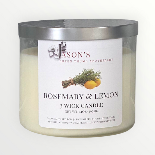 3-Wick Candle – Rosemary & Lemon (Highly Fragrant)